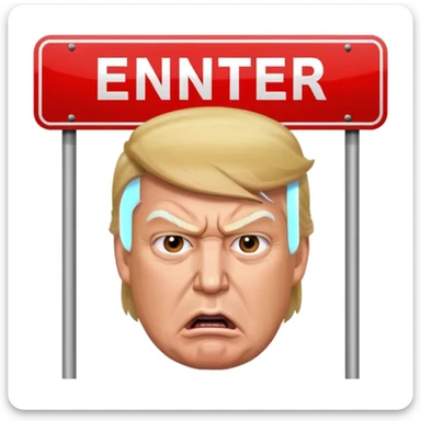 Angry Donald Trump with a do not enter sign over him sticker
