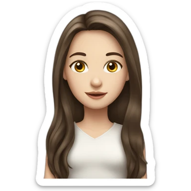 Brunette girl with long hair, white skin, Europe race, sticker