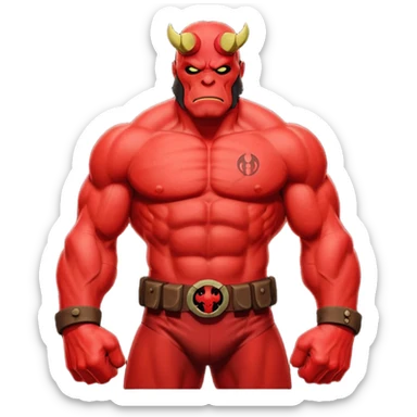 cinematic realistic superhero Hellboy by Mike Mignola sticker