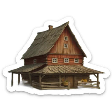 Old latvian farmstead sticker