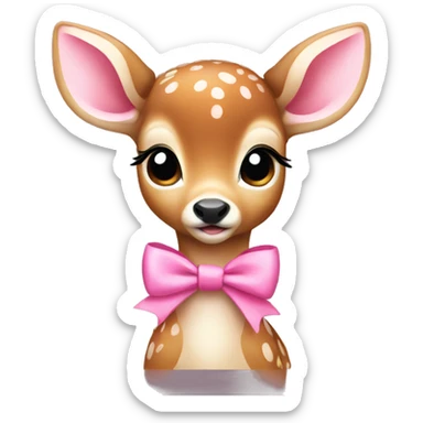 Baby deer with pink bow on neck sticker