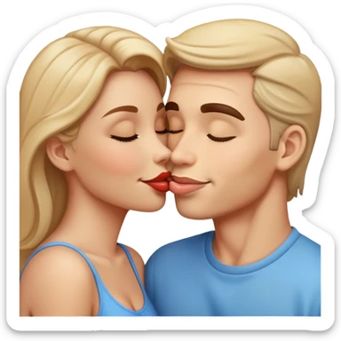 smiling couple kissing on lips sticker