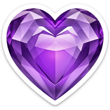 Purple crystal heart sticker