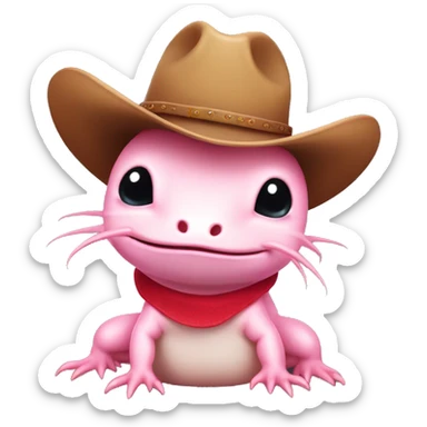 Axolotl with a cowboy hat sticker