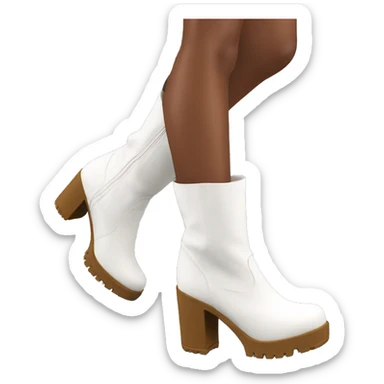 white knee high chunky heel boots sticker
