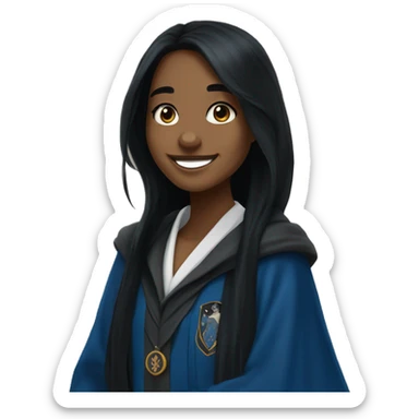 Ravenclaw from Hogwart girl Student with robes - long black hairs and beautiful smile  sticker