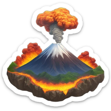 Mount Fuji erupts with magma sticker