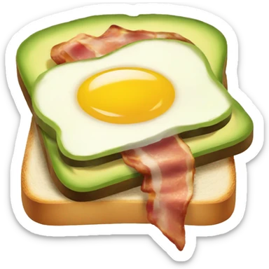 toast with avocado egg and bacon on top sticker