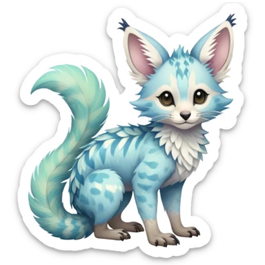 Feral Rare Fantasy pastel tropical Vernid-Trico-species by LiLaiRa, random markings, tufted tail, tufted ears, full body sticker