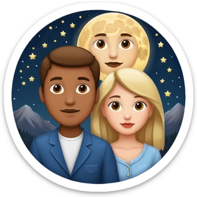couple talking with moon in the background sticker