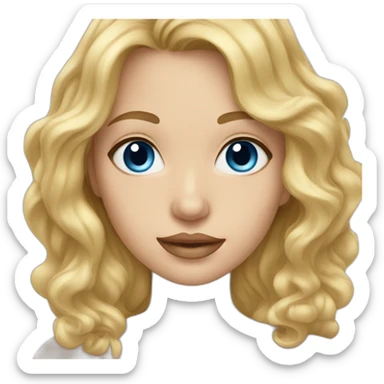 Cute woman with wavy blonde hair and blue eyes sticker