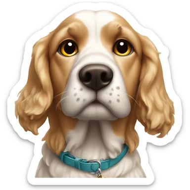 perro cocker con correa que dice max sticker