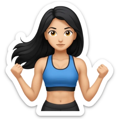 Long black hair girl with gym aesthetic  sticker