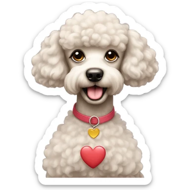 Poodle with heart close by  sticker