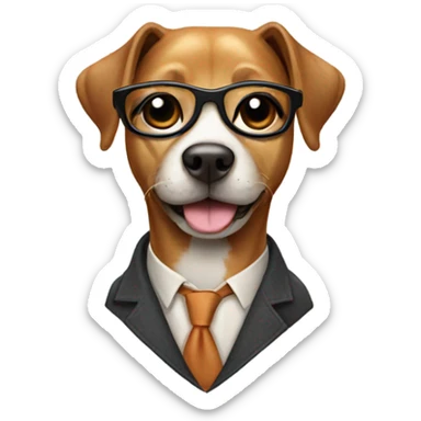 Dog with glasses on sticker