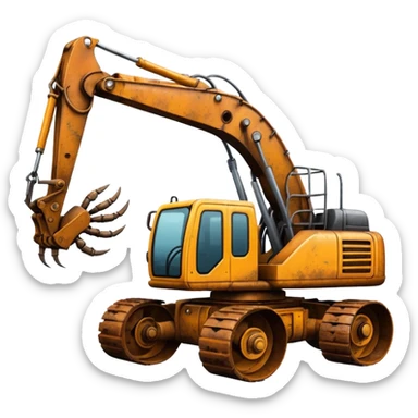 A excavator with four arm and spider legs sticker