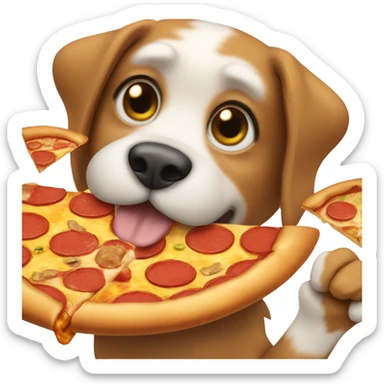 Dog eating pizza  sticker