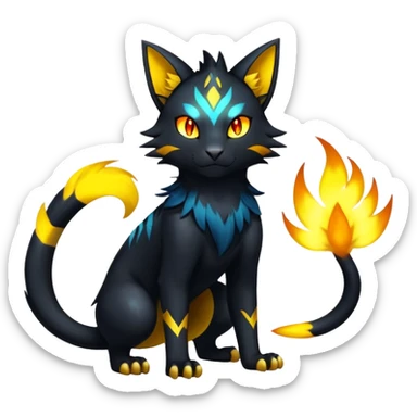 Shiny exotic dark Luxray-Torracat-Pyroar-Fakémon-hybrid-creature (full body)  sticker