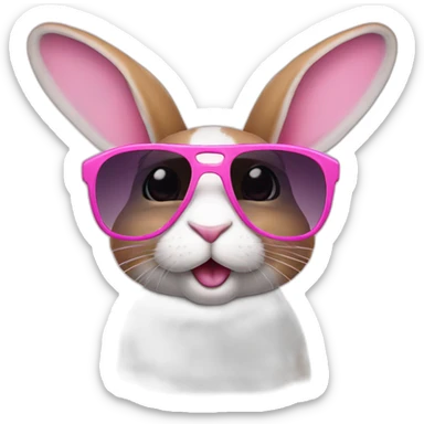 Rabbit with pink sunglasses sticker
