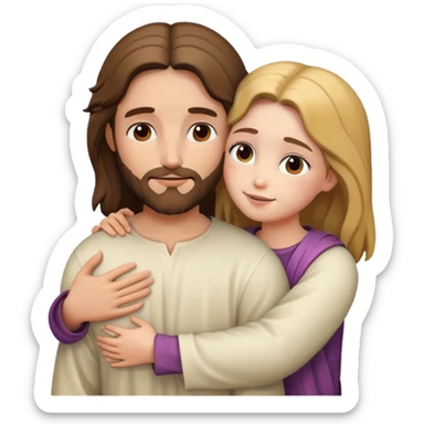 Jesus hugs a girl sticker