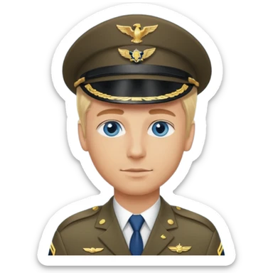 Handsome military pilot man with blonde hair and blue eyes sticker