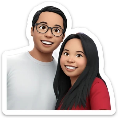 happy girl with glasses boy sticker