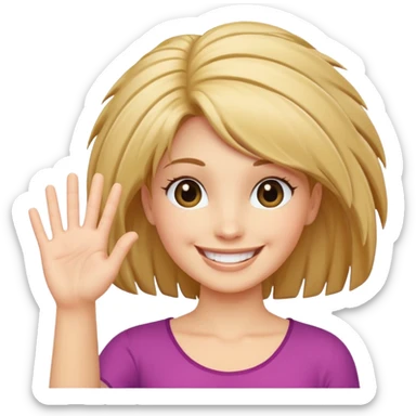 A palm with women's hair and face saying Hi, Matt! sticker