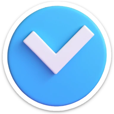 blue circle with a white check mark sticker