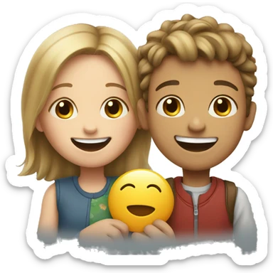 boy and a girl sharing a joyful moment sticker