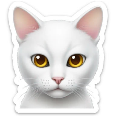 white cat with two different eye colours sticker