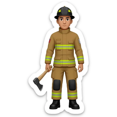 Filipino man firefighter brown uniform and boots sticker