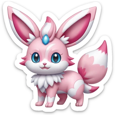 Sylveon-Skitty-Fakémon-hybrid-creature (full body)  sticker