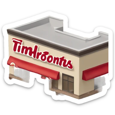 “Tim Hortons store with a red and white color scheme, featuring the classic Tim Hortons logo, a warm and welcoming design that represents a popular coffee and donut shop.” sticker