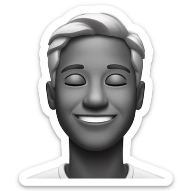smiling solo portrait in greyscale with closed eyes sticker