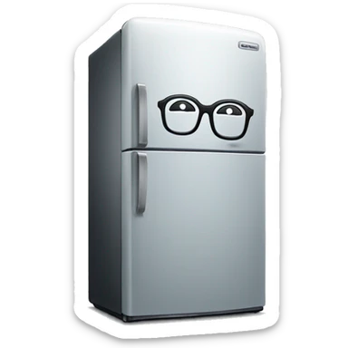 fridge with glasses sticker