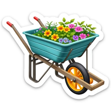colorful wheelbarrow garden cart sticker