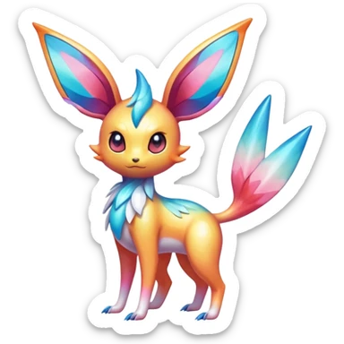 Colorful Shiny Exotic Victini-Salandit-Aurorus-Sylveon-Fakémon-hybrid-creature (full body)  sticker