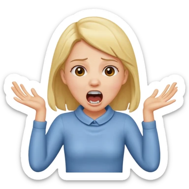 a girl holding neck while screaming  sticker