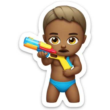 Angry baby water gun sticker