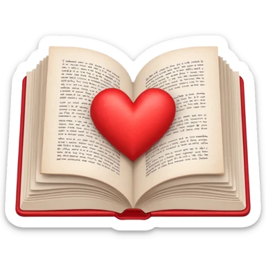 un libro abierto y que en sus paginas haya un corazon hecho con las manos sticker