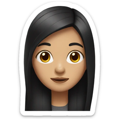girl with long straight black hair sticker