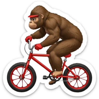 Gorilla wheeling a red BMX bike sticker
