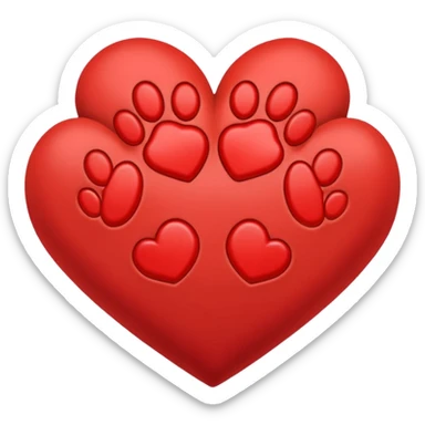 heart and paw print intertwined sticker
