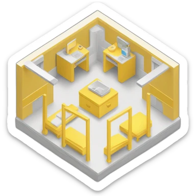 isometric square floor layout yellow lines border perimeter sticker