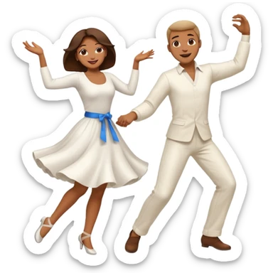Man and woman dancing white sticker