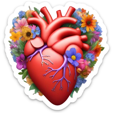 Anatomical hart with flowers sticker