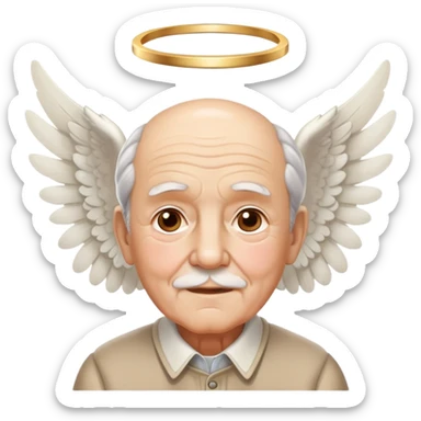 elderly grandfather with angel wings and halo sticker