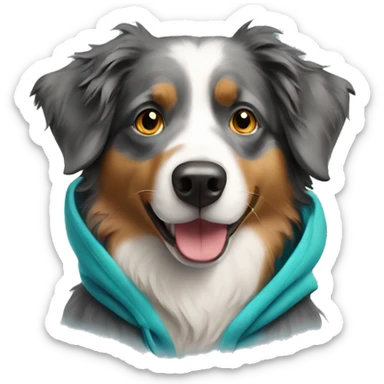 Australian shepherd wearing hoodie sticker