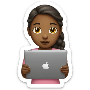 Little girl with an iPad sticker