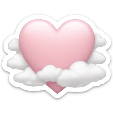 light pink heart with clouds  sticker